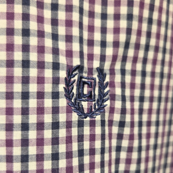 Chaps Ralph Lauren Men's Purple, Black & White Checkered Button Down Shirt (L) - Picture 3 of 4